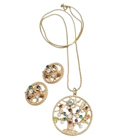 Diamond, Multi-Stone, 14k "Tree of Life" Jewelry Suite
