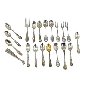 (Lot of 20) Sterling Silver ad Silverplate Demitasse and Flatware Group
