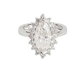 Diamond, Moissanite, 14k White Gold Ring