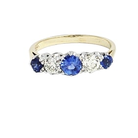 Diamond, Sapphire, 18k Yellow Gold Ring