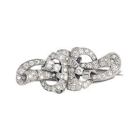 Art Deco Diamond, 18k White Gold Duet Dress Clips Brooch