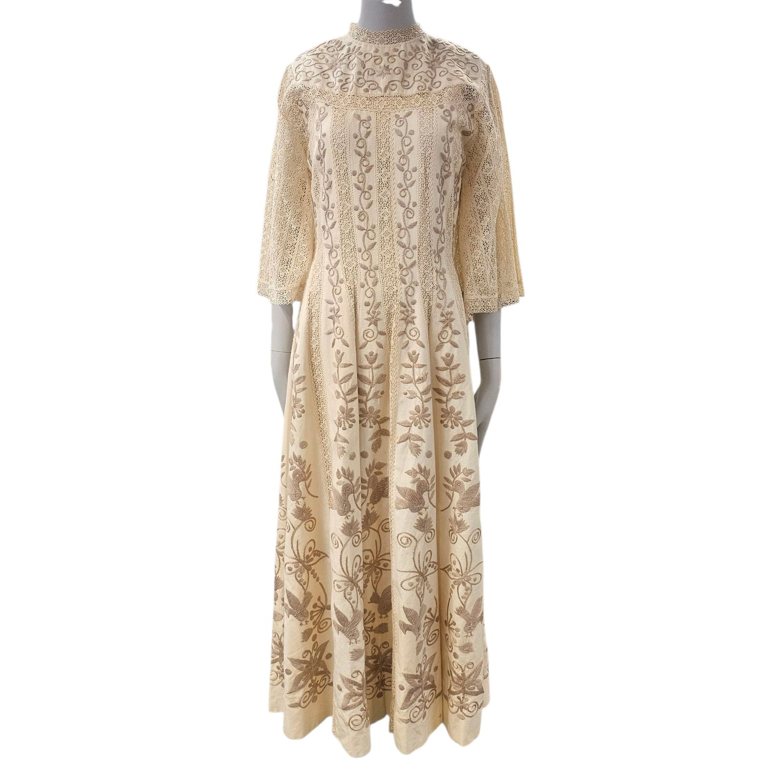 Vintage Boho Full Length Cotton Panel Dress (1 of 4)