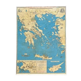 Mid-Century Travel Poster / Educational Map of Ancient Greece