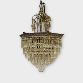 Neoclassical Tiered Crystal Drop Chandelier