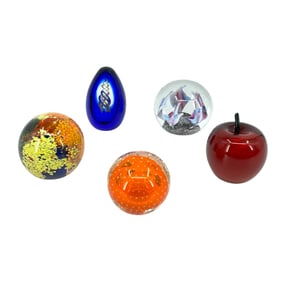 (Lot of 5) Art Glass Paperweights
