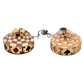 Pair of Vintage Fiberglass Poker Games Table Light Fixtures