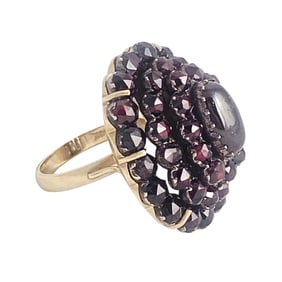 Bohemian Garnet, 14k Yellow Gold, Silver Ring