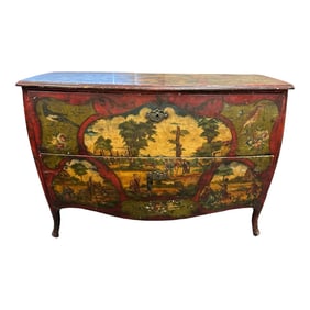 Italian Painted Two-Drawer Lacquered Bombe Commode