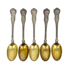 (Lot of 5) Tiffany & Co Sterling Silver "Olympian" Pattern Demitasse Spoons
