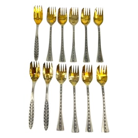 (Lot of 12) Soviet Era Silver Dessert Forks
