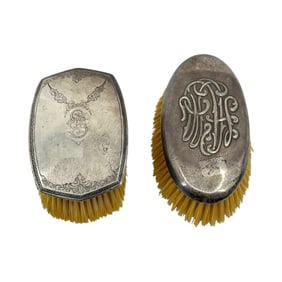 (Lot of 2) Early 20th Century American Sterling Silver Monogrammed Vanity Brushes