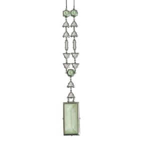 Art Deco Uranium Glass, Sterling Silver Necklace