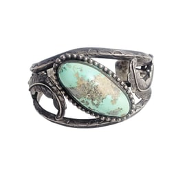 Turquoise, Sterling Silver Cuff Bracelet, Greg Lewis, Acoma