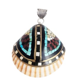 Santo Domingo Multi-Stone, Shell, Sterling Silver Pendant