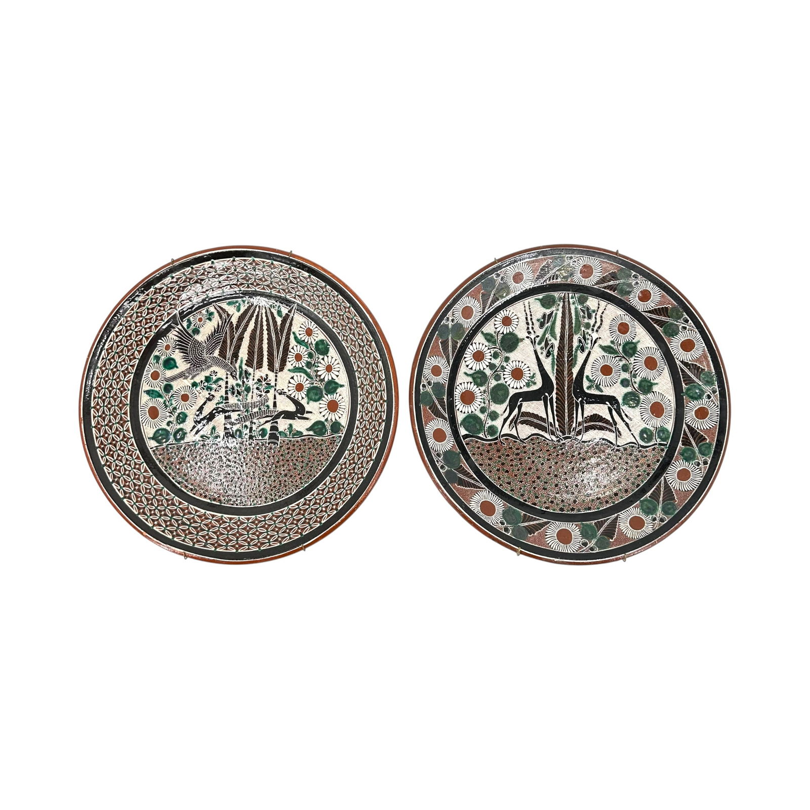 (Lot of 2) Mexican Jalisco Redware Pottery Chargers (1 of 4)