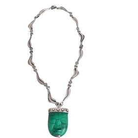 Malachite, Sterling Silver Necklace