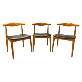 (Lot of 3) After Hans Wegner Reproduction "Elbow" Dining Chairs