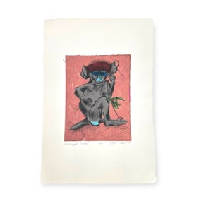 Ingrid Caras (South African/American, 20th C) 1987 “Blue-eyed Colobus?? Etching