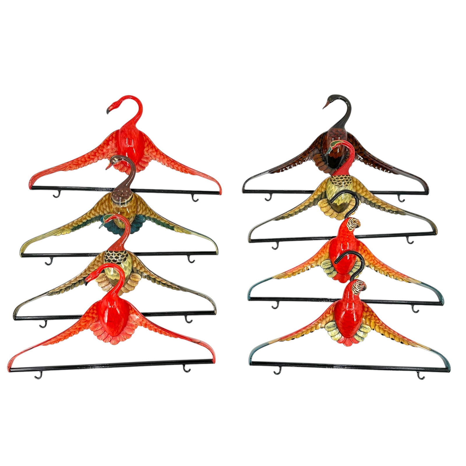 (Lot of 8) Vintage Lacquer Coat Hangers, Various Bird Forms (1 of 6)