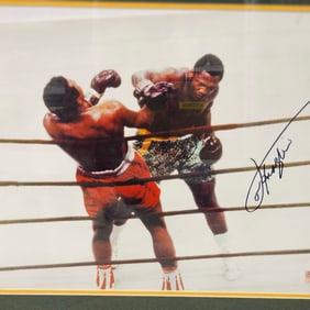 Joe Frazier vs Muhamad Ali Heavy Weight Champion Autographed Color Photograph