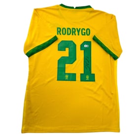 Signed Rodrygo #21 Brazil Soccer Jersey, Beckett Authenticated Autograph