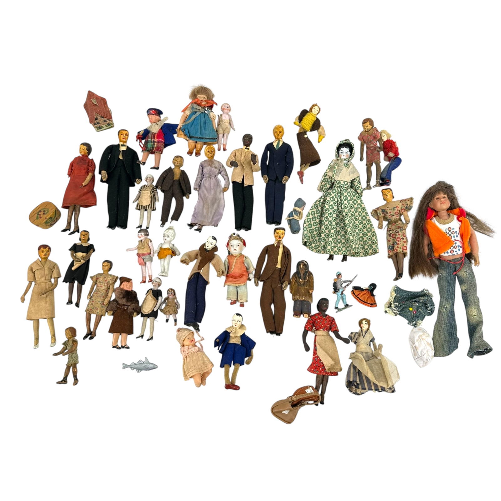 (Lot of Approx. 33) Vintage Porcelain, Plastic, and Metal Dollhouse Dolls Group (1 of 3)