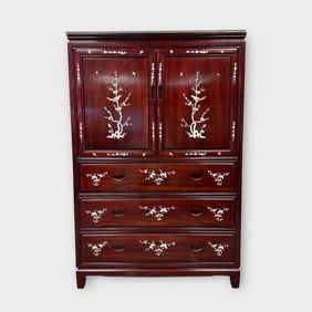 Two Door Rosewood and Mother of Pearl Inlay Cabinet
