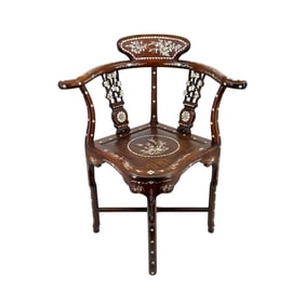 Early 20th Century Chinese Export Rosewood Corner Chair