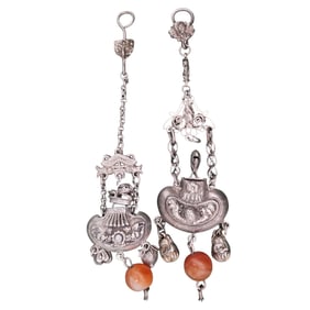 Lot of 2 Chinese Metal Alloy Snuff/Fragrance Ornaments