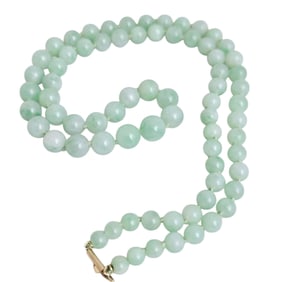 Jade Bead, 14k Yellow Gold Necklace