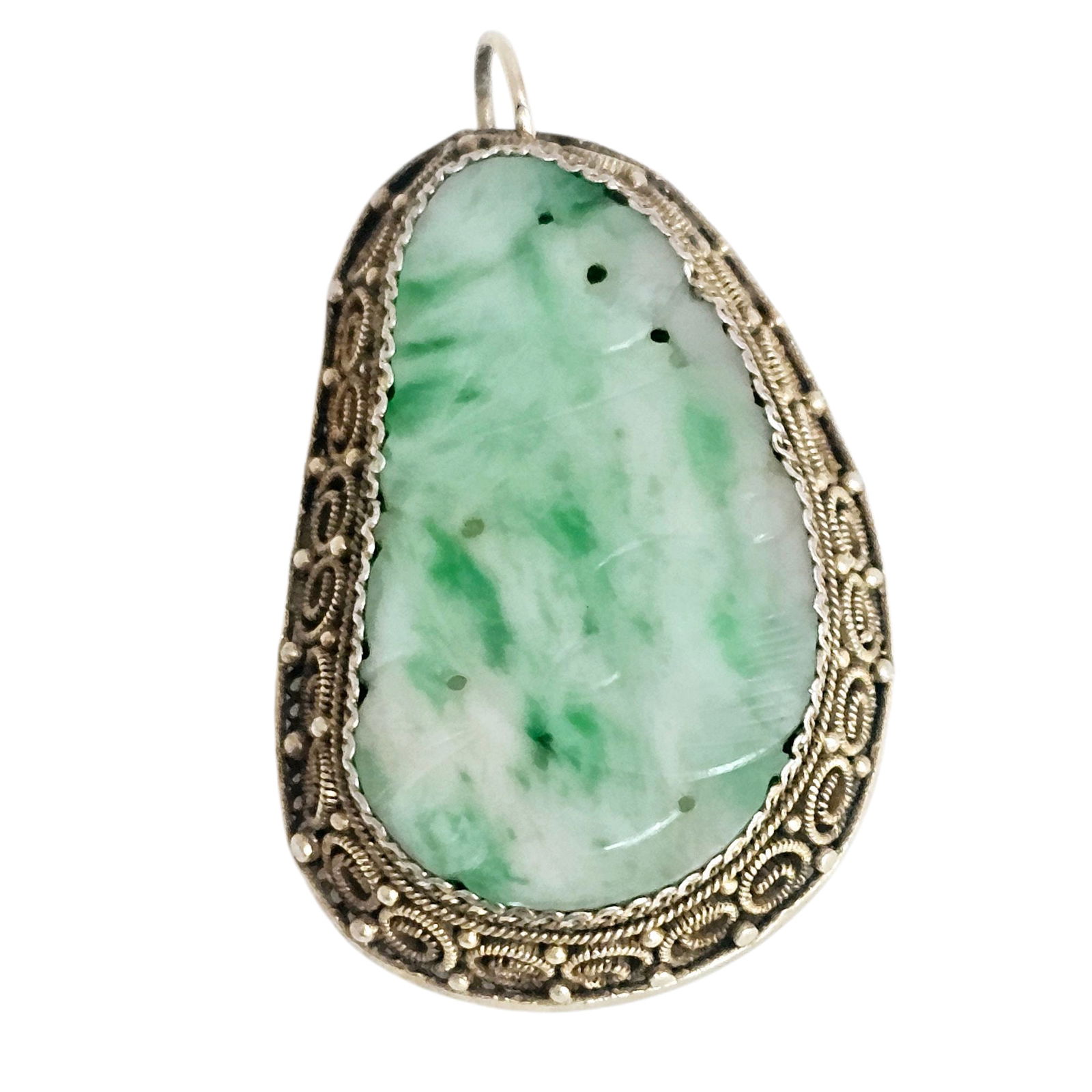 Chinese Export Jade, Silver Gilt Pendant (1 of 5)