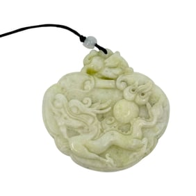 (Lot of 3) Carved Hardstone Pendants