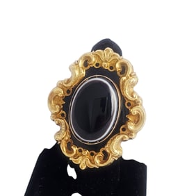 Banded Agate, Enamel, 14k Ring