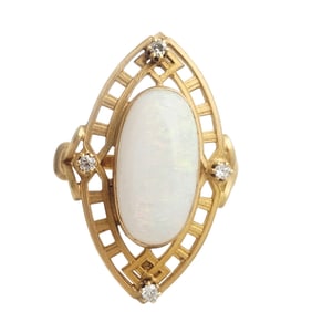 Opal, Diamond, 14k Yellow Gold Ring
