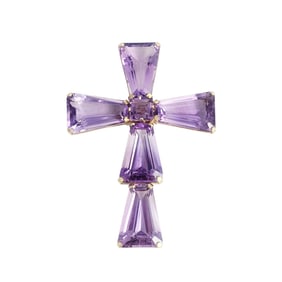 Amethyst, 14k Cross Pin Pendant