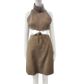 Vintage Tiffeau & Busch Brown 2pc Cropped Top and Skirt Outfit