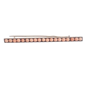 Victorian Coral, Silver, Bar Pin