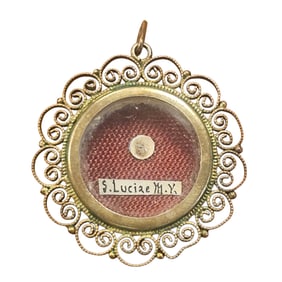 Antique Silver Reliquary Pendant, Saint Lucie