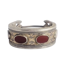 19th Century Turkoman Carnelian, Silver Gilt Bracelet