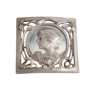 Art Nouveau Enamel, Sterling Silver Pin