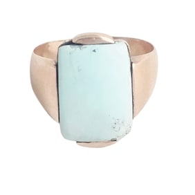 Art Deco Turquoise, 14k Rose Gold Ring