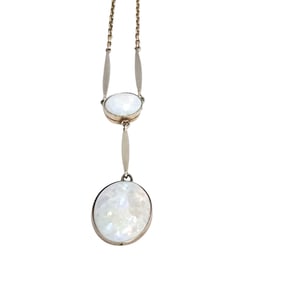 Art Deco Opal, Platinum, 15k Necklace