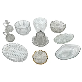(Lot of 10) Cut Crystal and Etched Glass Table Articles