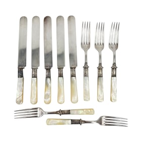 ( Lot of 10) Universal L. F. & C. Sterling Silver and Mother of Pearl Flatware