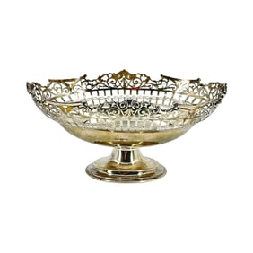 English Sheffield Sterling Silver John Round Pierced and Footed Table Dish