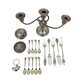 (Lot of 18) Assorted Sterling Silver Table and Vanity Articles