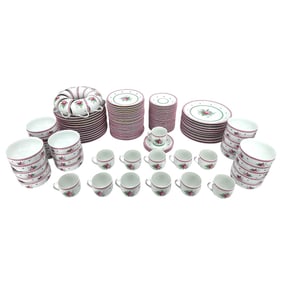 (Lot of 103) Portuguese Block Spal Dishes in "Lyric Rose"