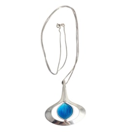 Modernist Enamel, Sterling Necklace, Askel Holmsen