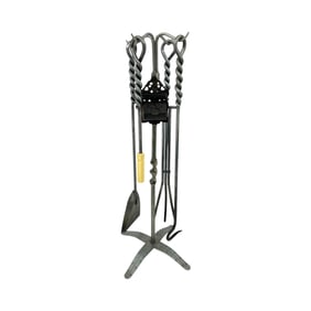 Spanish Revival Style Hand-Forged Fireplace Tools