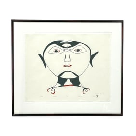 Ohotaq Mikkigak (Inuk Nation,1936-2014) 1999 Cape Dorset Stonecut color relief print titled